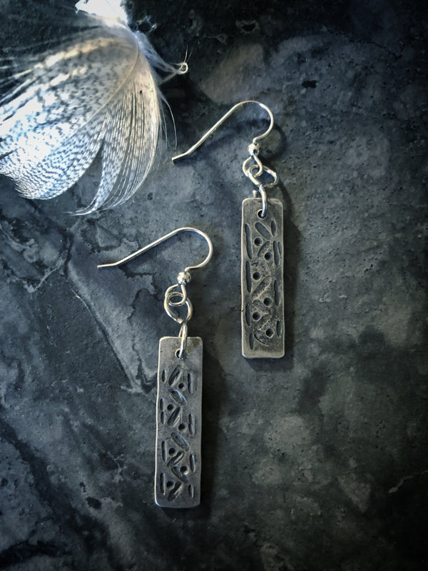 Tumbling Dice; sterling silver dangle earrings